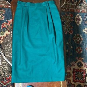 Conrad C Collection | Vintage 100% Pure Virgin Wool Skirt |Teal| Lined| Pockets